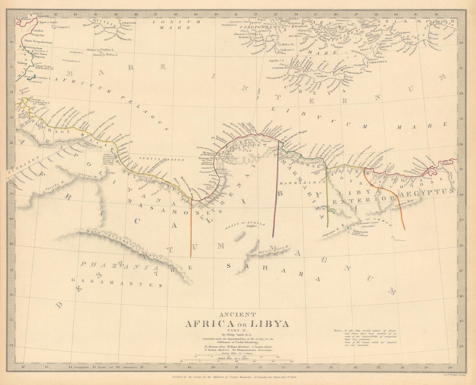 ANCIENT NORTH AFRICA. Syrtis Minor to Alexandria. Libya Egypt. SDUK 1844 map